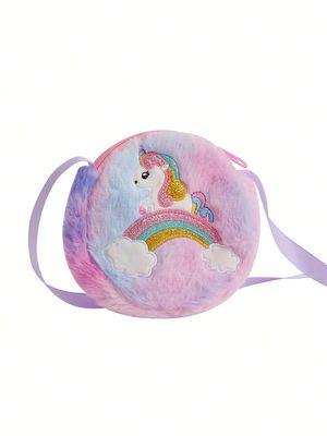 Unicorn Pattern Plush Shoulder Bag