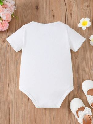 Infant Girls' Mother's Day Cute Slogan Printed Short Sleeve Romper
