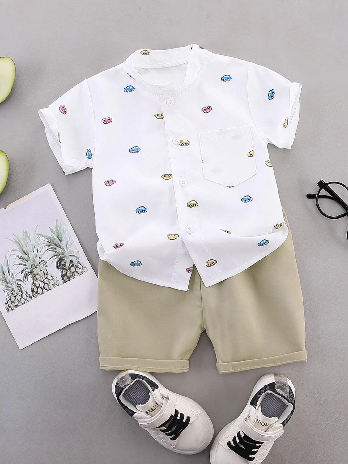 Car Print Shirt &amp; Shorts