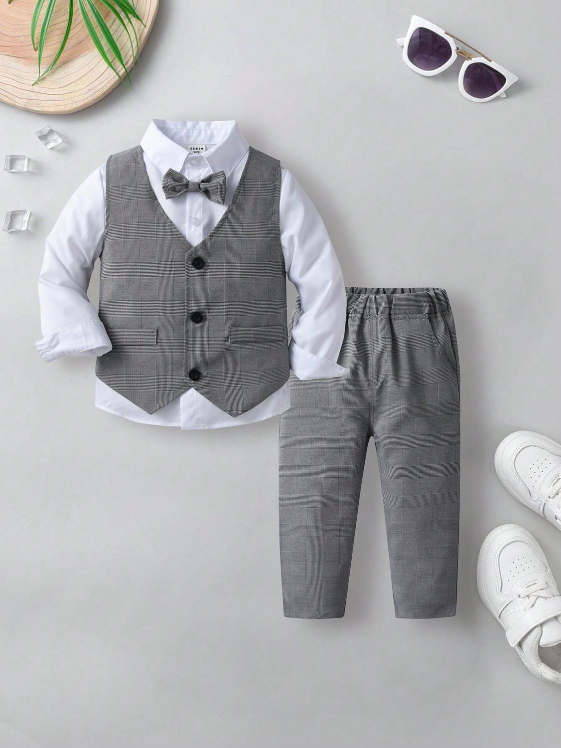 Young Boy Bow Front Shirt &amp; Vest Jacket &amp; Pants