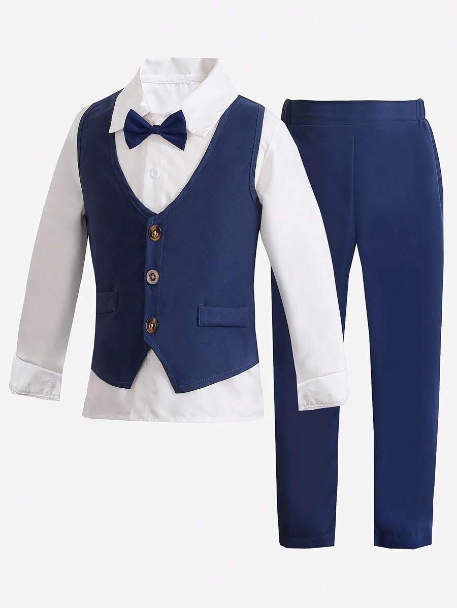 Young Boy 2pcs/Set Casual Vest And Pants Suit