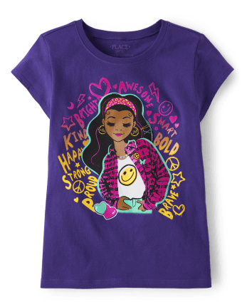 Girls Happy Girl Graphic Tee - Solar Storm