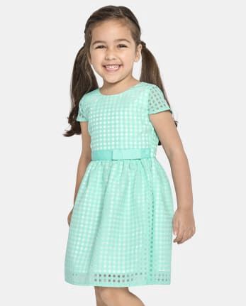 Baby And Toddler Girls Gingham Organza Fit And Flare Dress - Mellow Aqua
