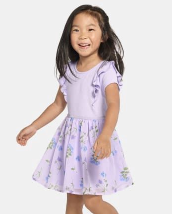 Baby And Toddler Girls Floral Fit And Flare Dress - Loveable