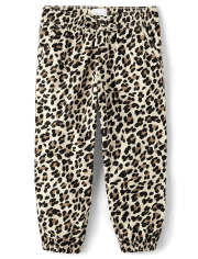Girls Leopard Pull On Jogger Pants - Toasted Cashew