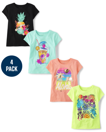 Girls Summer Trends Graphic Tee 4-Pack - Multi Clr