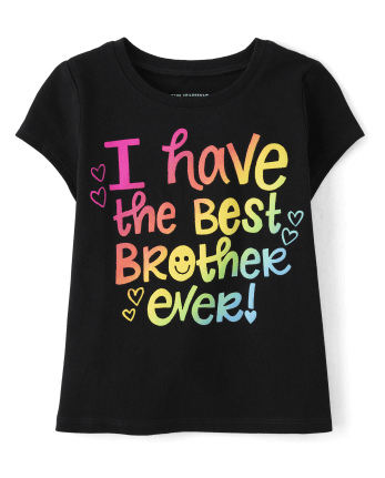 Baby And Toddler Girls Best Brother Graphic Tee - Black