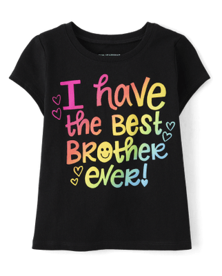 Baby And Toddler Girls Best Brother Graphic Tee - Black