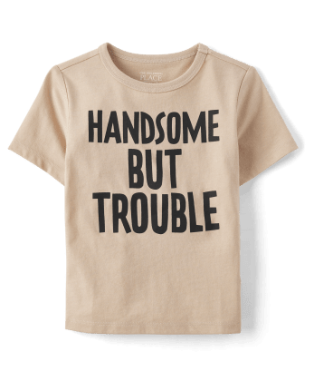 Baby And Toddler Boys Trouble Graphic Tee - Toast