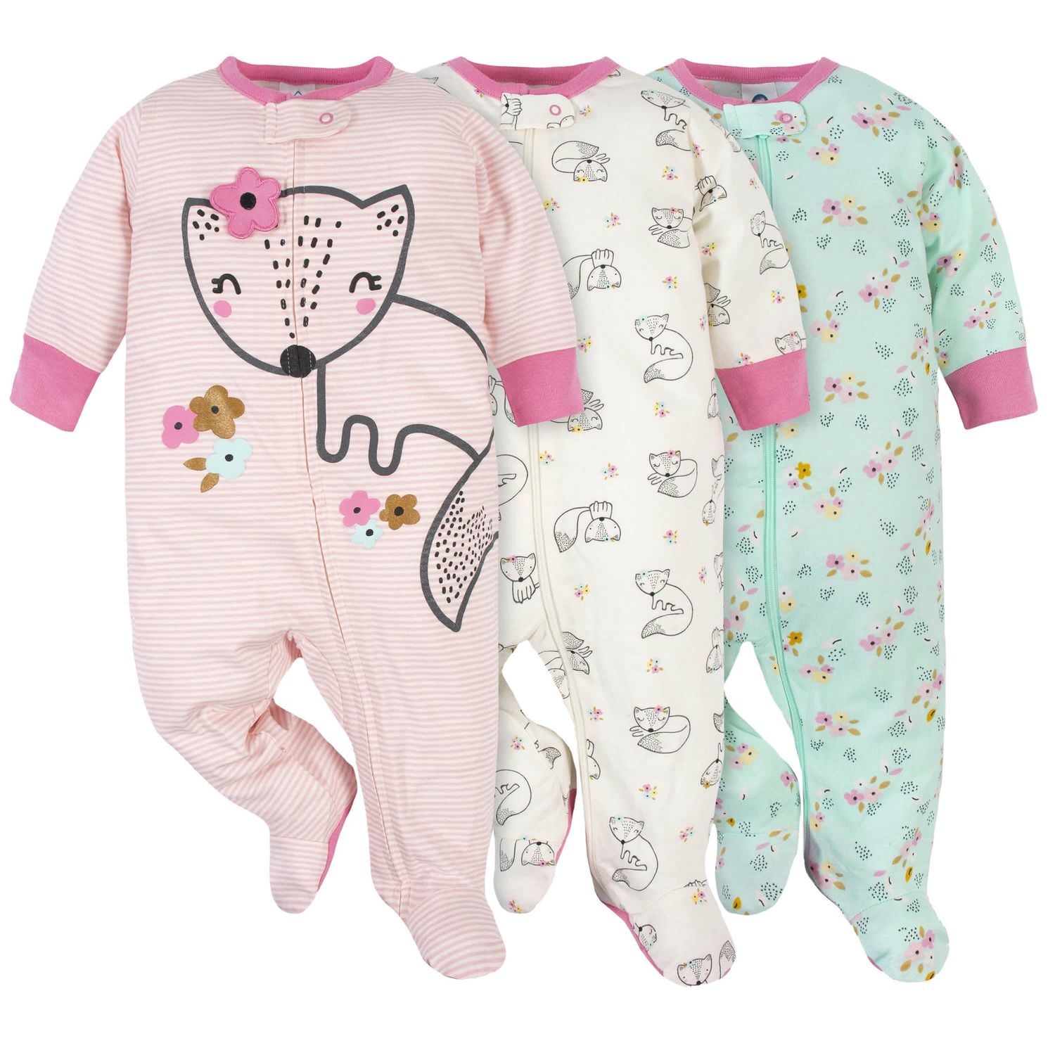 3-Pack Baby Girls Fox Sleep &#39;N Plays
