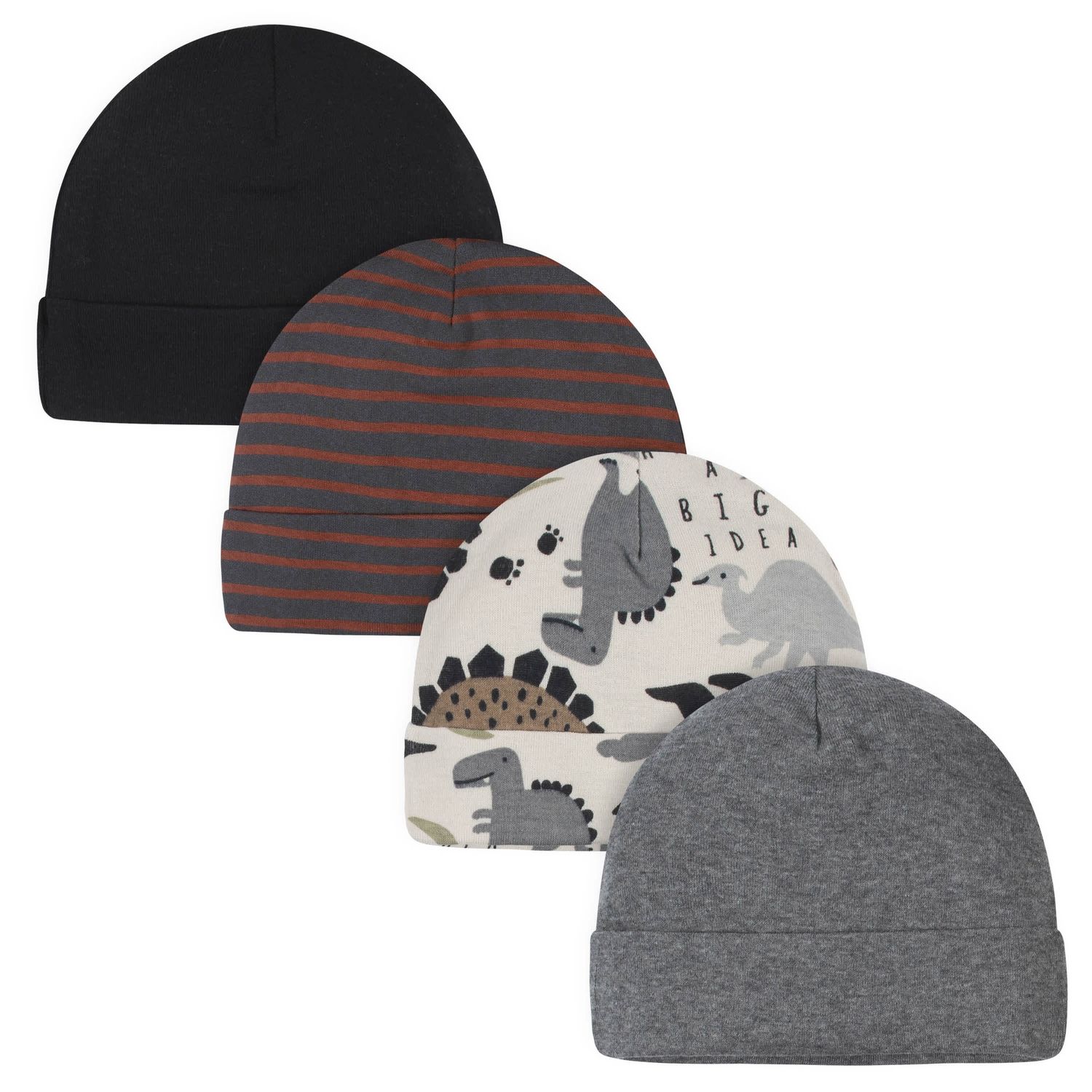 4-Pack Baby Boys Dino Caps set