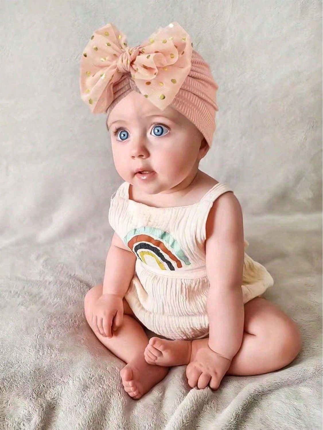 Baby Girls&#39; Butterfly Decorated Headband, Pink Striped Band And Shiny Headband