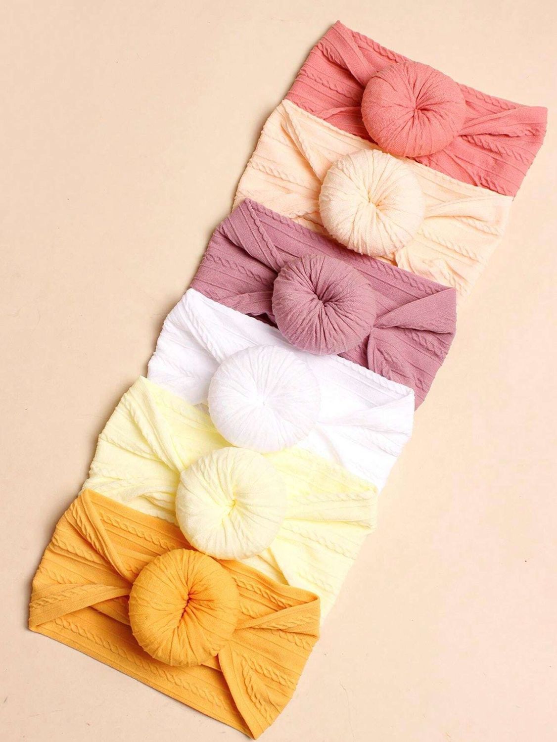 Solid Color Nylon Sweet Donut Shaped Soft Stretchy Headbands For Baby