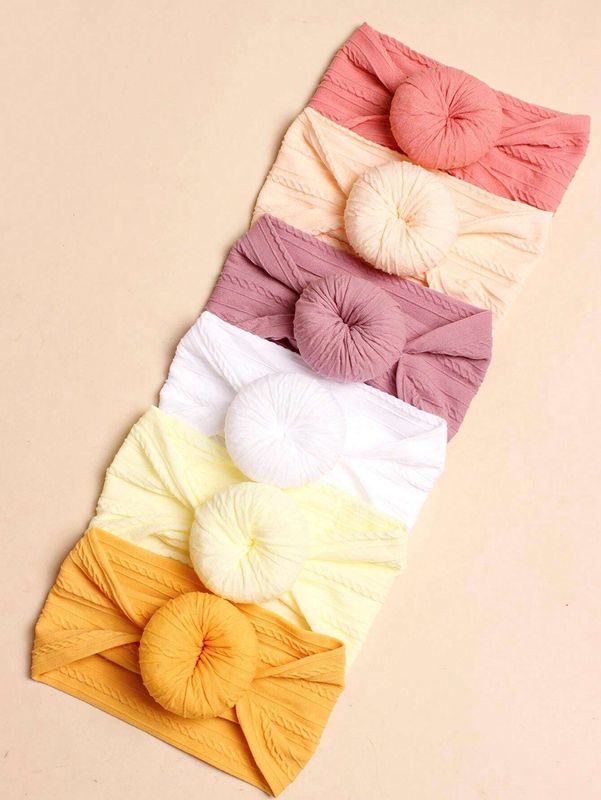 Solid Color Nylon Sweet Donut Shaped Soft Stretchy Headbands For Baby