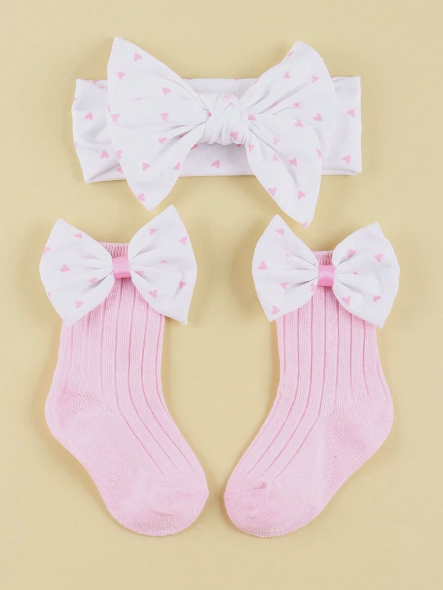 Printed Non-Damaging Headband + Bowknot Printed Socks
