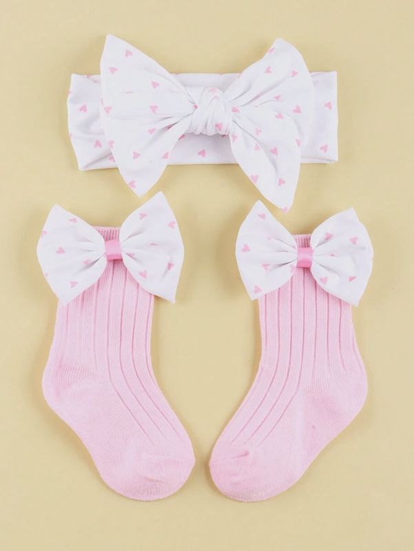 Printed Non-Damaging Headband + Bowknot Printed Socks