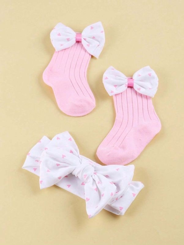 Printed Non-Damaging Headband + Bowknot Printed Socks