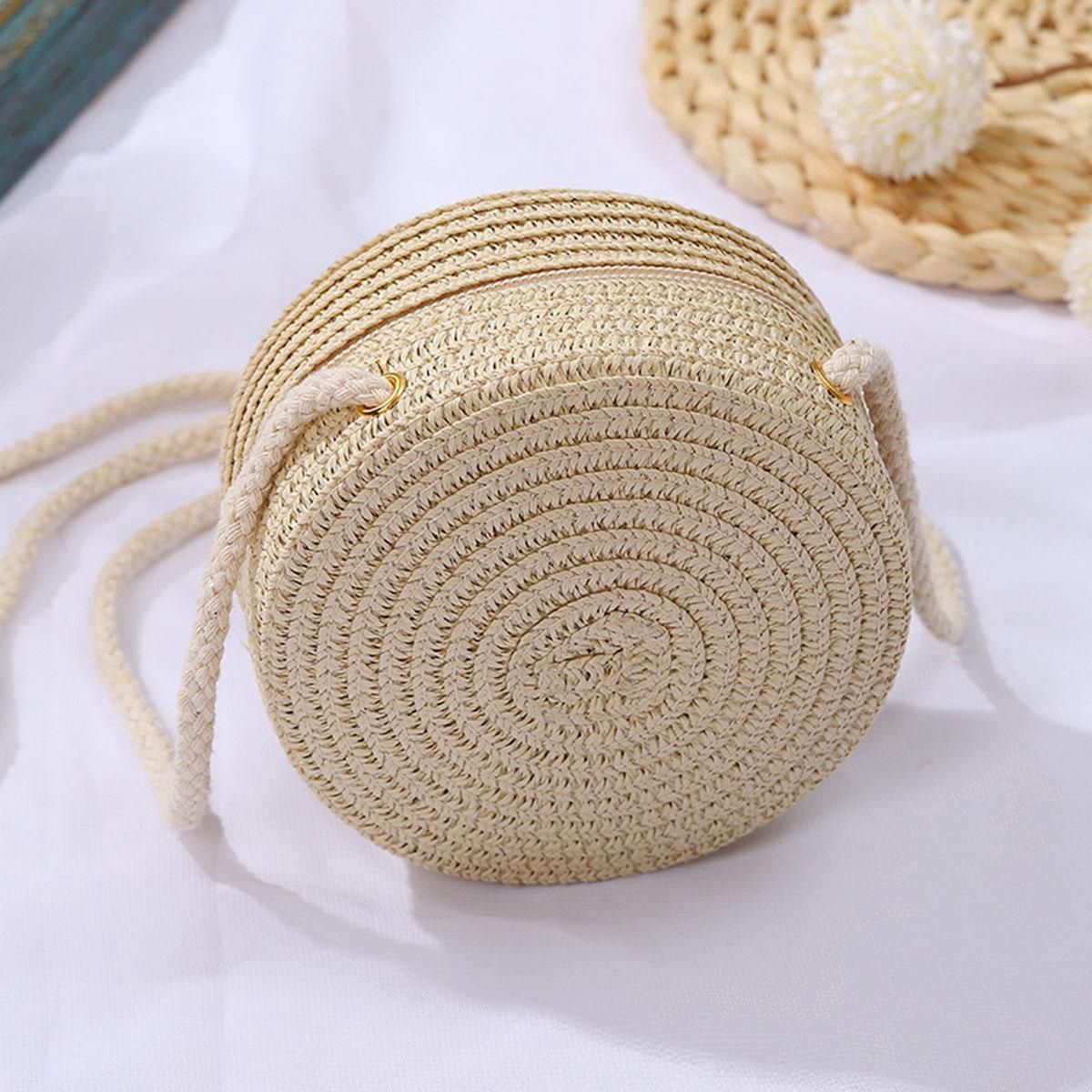 Children&#39;s bag Women&#39;s straw bag Little girl crossbody mini coin purse