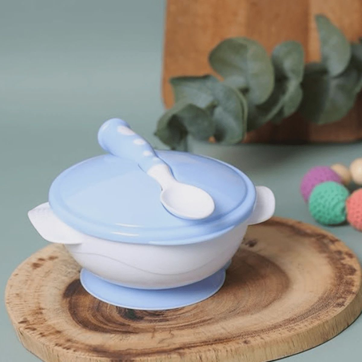 1set Anti-slip Baby Bowl With Spoon, Anti-fall Design