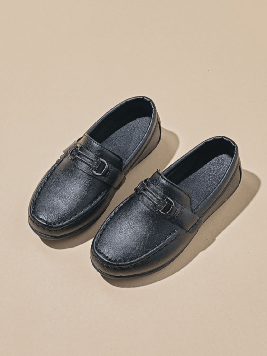 Boys' Metal Buckle Decor Slip-On Low-Cut British Style Shoes