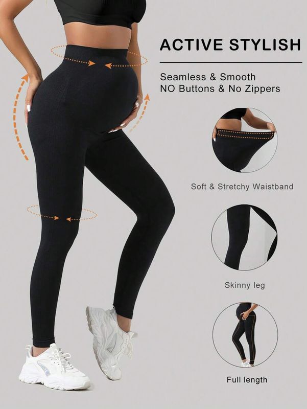 Maternity High Waist Tummy Control Butt Lifting Thigh Slimmer & Breathable Softness Leggings