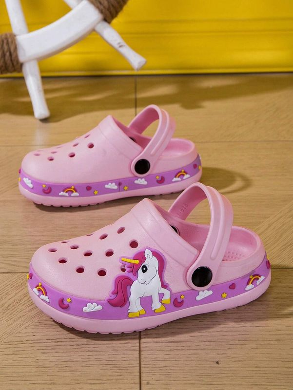 Toddler Girls Cartoon Garden Design Casual Clog Shoes