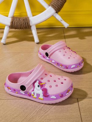 Toddler Girls Cartoon Garden Design Casual Clog Shoes