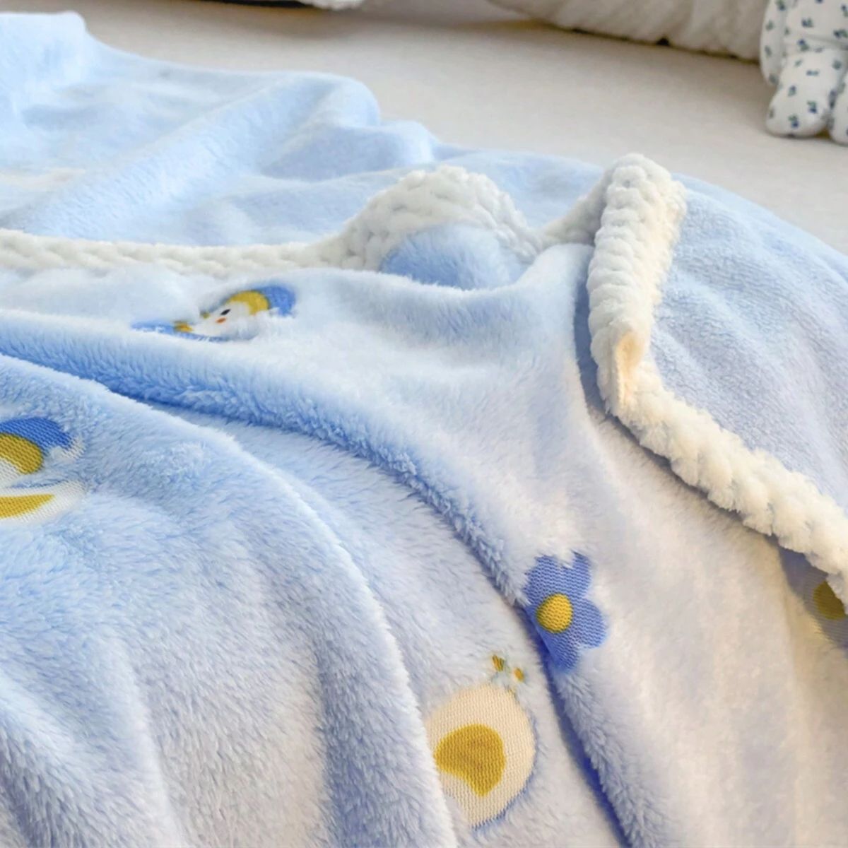 Newborn Cute Cartoon Soft Coral Fleece Baby Blanket