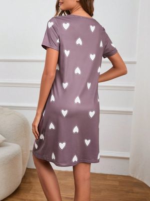 Maternity Heart Print Button Front Pajama