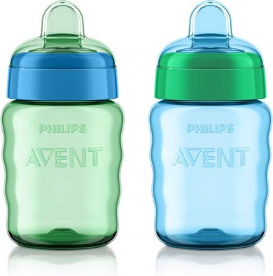 Philips AVENT My Easy Sippy Cup with Soft Spout and Spill-Proof Design, Blue/Green, 9oz, 2pk