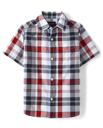 Boys Dad And Me Plaid Poplin Button Up Shirt - Tidal
