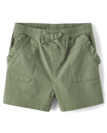 Toddler Girls Ruffle Cargo Shorts - Olive