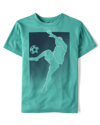 Boys Graphic Performance Top - Clear Aqua