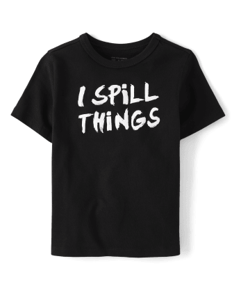 Baby And Toddler Boys Spill Things Graphic Tee - Black