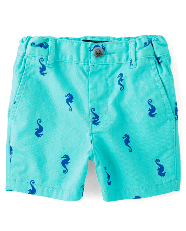 Baby And Toddler Boys Seahorse Chino Shorts - Blue Radiance