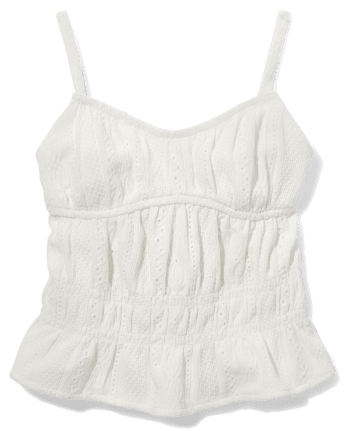Tween Girls Eyelet Tank Top - Simply White