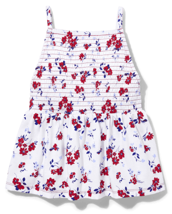 Tween Girls Smocked Peplum Tank Top - Red/White