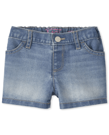 Baby And Toddler Girls Denim Shortie Shorts - Light Wash