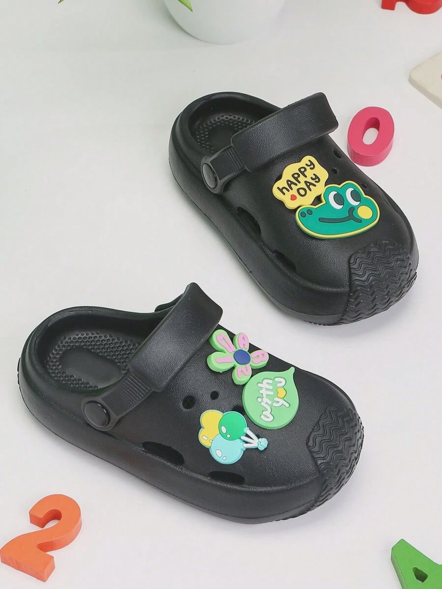 New Thickened Summer Cartoon Crocodile Balloon Children&#39;s Shoes For Girls And Boys - Black