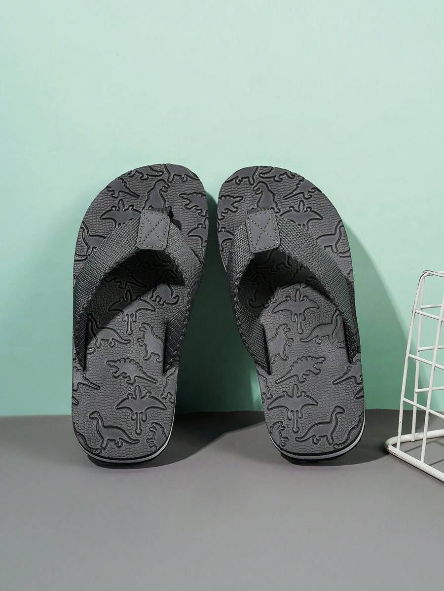 Boys&#39; Summer Casual Cartoon Dinosaur Indoor/outdoor Flip Flops