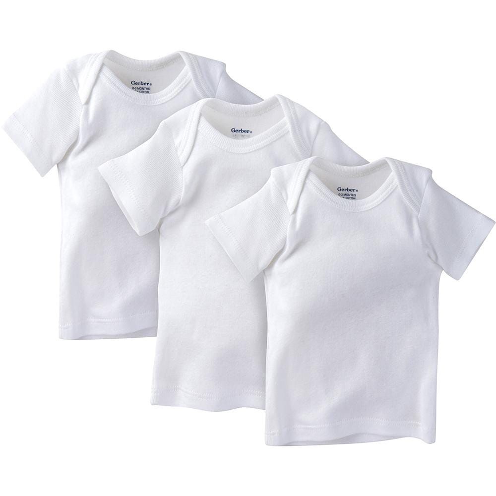 Gerber 3-Pack Baby Neutral White Slip-On Shirt