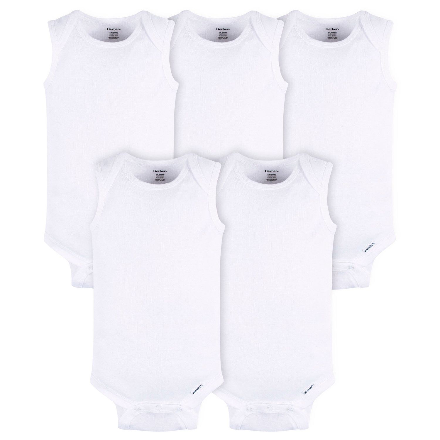 4 Pack Baby Neutral White Sleeveless Onesies® Bodysuits