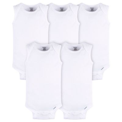 4 Pack Baby Neutral White Sleeveless Onesies® Bodysuits