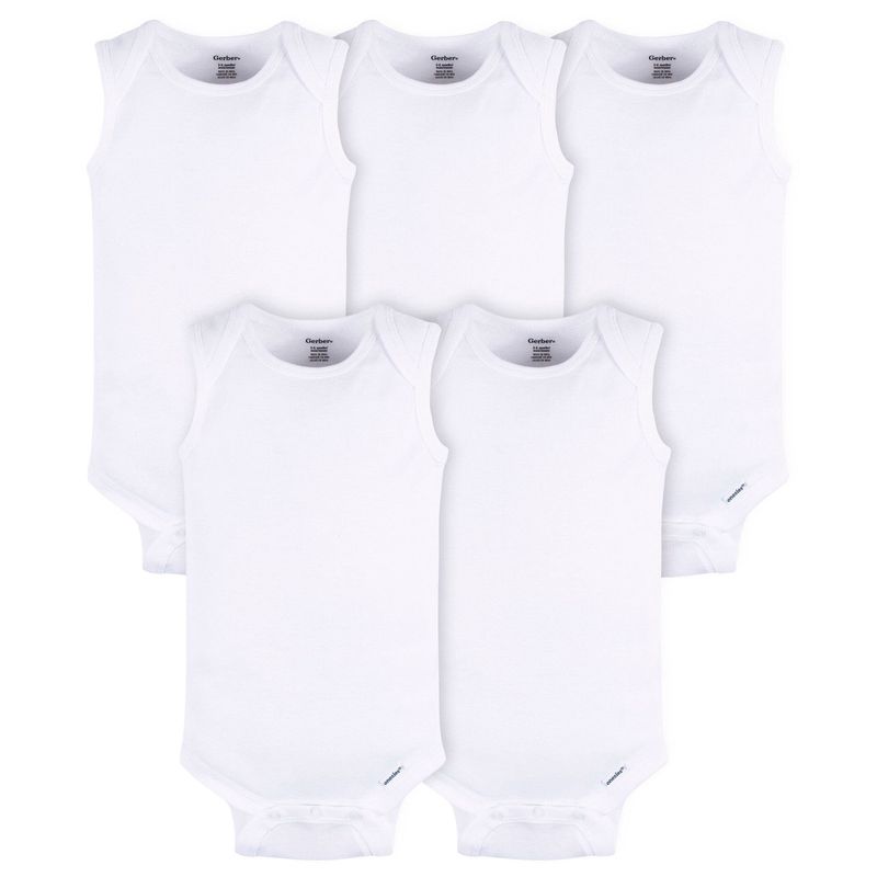 4 Pack Baby Neutral White Sleeveless Onesies® Bodysuits