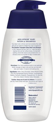 Aquaphor Baby Wash and Shampoo - Mild, Tear-free 2-in-1 Solution for Baby’s Sensitive Skin - 16.9 fl. oz. Pump