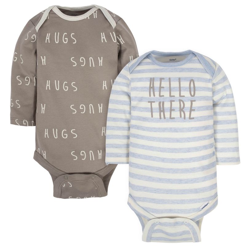 2-Pack Baby Boys Organic Hugs Long Sleeve Onesies® Bodysuits