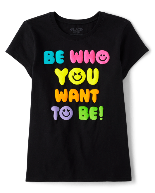 Girls Be Who You Want Graphic Tee - black