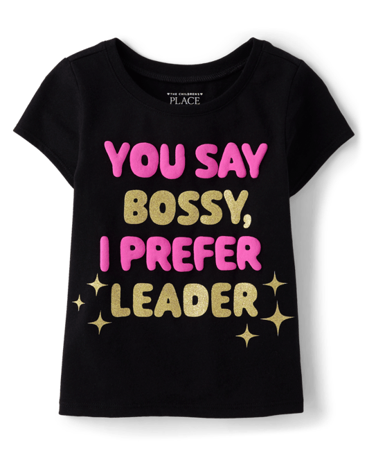 Baby And Toddler Girls Leader Graphic Tee - black