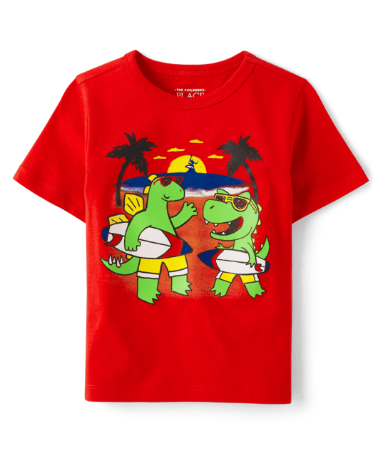 Baby And Toddler Boys Surf Dino Graphic Tee