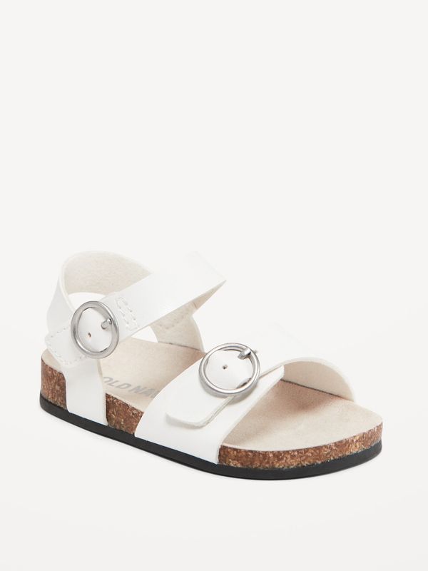 Faux-Leather Buckled Strap Sandals for Baby - White